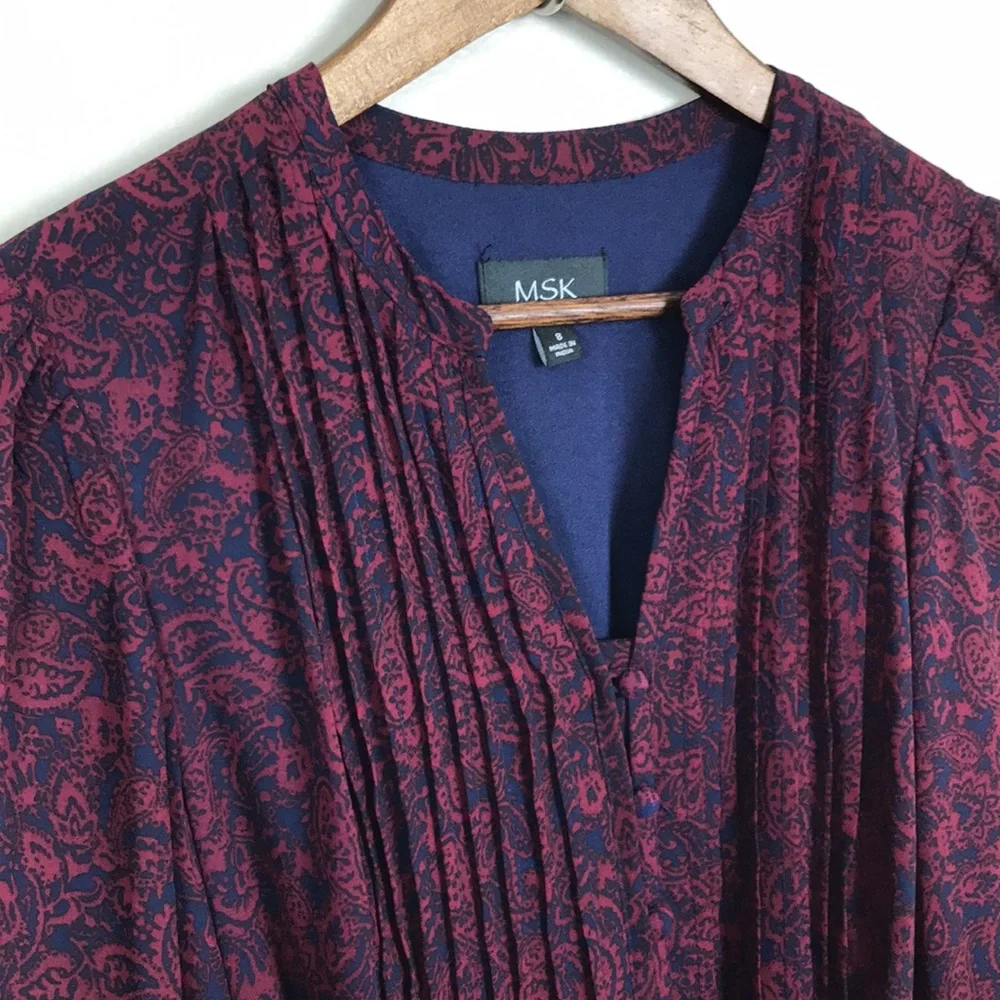 MSK Women's 8 Beet Red Paisley Fit & Flare Dress‎ Whimsigoth Goth Cocktail NEW